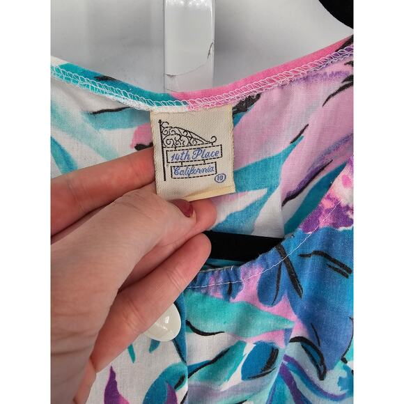 14th Place California Women's Round Neck Floral Short Sleeve Top Size 10 - Picture 3 of 4